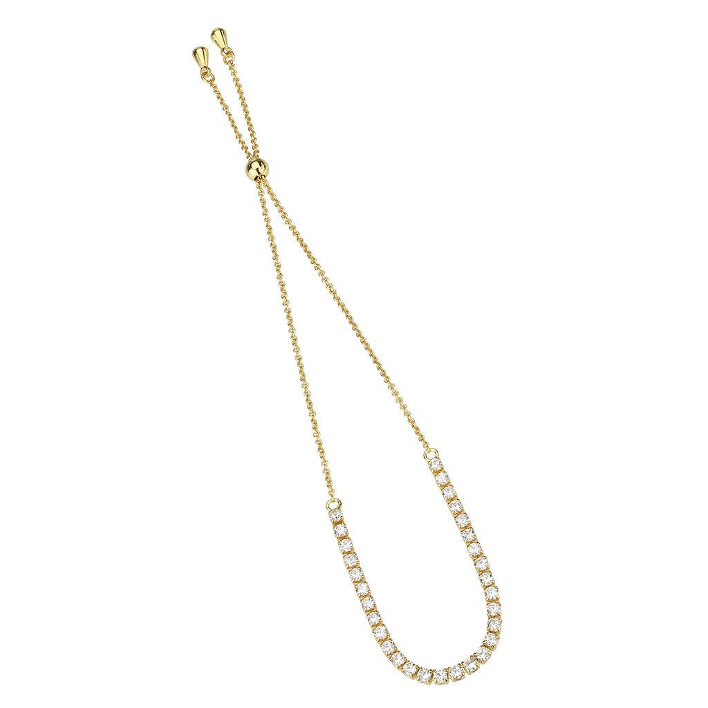 3W1644 - Gold Brass Bracelet with AAA Grade CZ in Clear